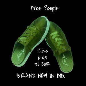 Free People Khaki Satin Slip-On Sneakers for Women - Size 6 US New in Box